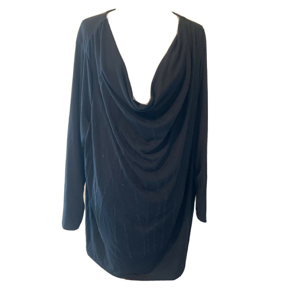 Avenue Black Embellished Cowl Neck Blouse